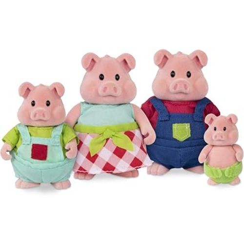 Li'l Woodzeez - The Curlicue Pigs - Animal Figurine Playset - Pig Family with Storybook - Changeable Clothes - Family Toy & Books - Kids 3 Years +