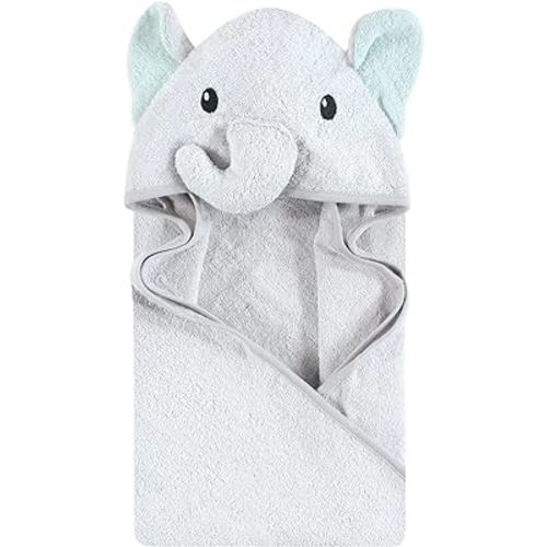 Hudson Baby Unisex Baby Cotton Animal Face Hooded Towel, Dreamy Elephant, One Size