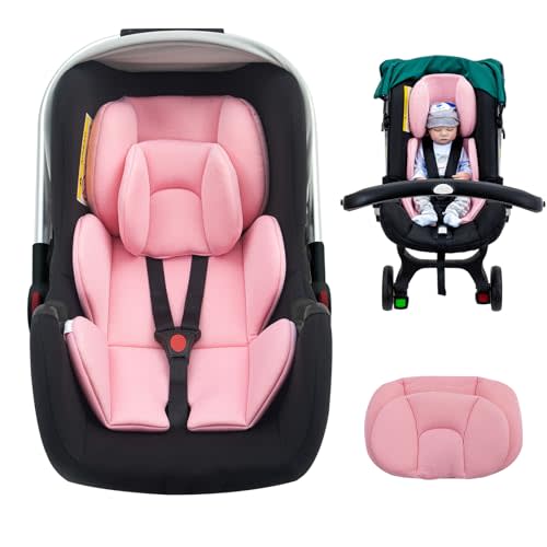Infant Car Seat Insert with Extra Headrest for Preemie to Newborn, Thickened Baby Car Seat Head Support for Girls Boys, Adjustable Baby Car Seat Cushion with Filled Natural Spong | Filled Natural Spong, Compatible With Doona, Graco, Britax, Chicco, Eve...