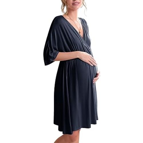 Ekouaer 3 in 1 Labor/Delivery/Hospital Gown Maternity Dress Nursing Nightgown Sleepwear for Breastfeeding