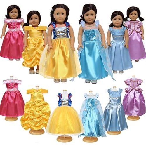 American 18 inch Doll Clothes Accessories -6Pcs Different Princess Costume Gift Fits All 18-inch Girl Dolls