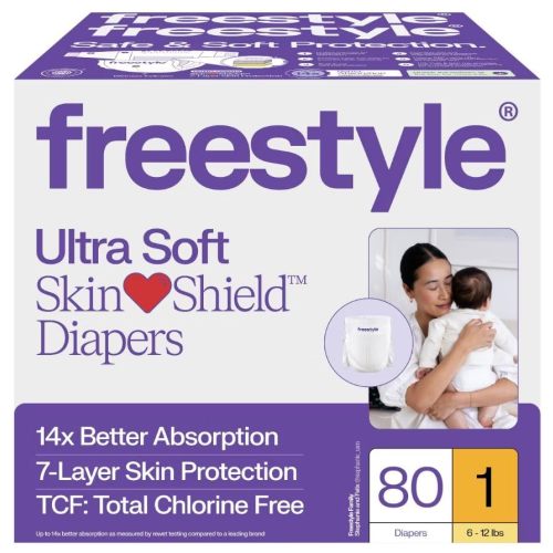 Free~Style Hyper Absorbent Ultra Soft TCF Premium Diapers, Size 1, 80 Count