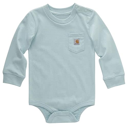 Carhartt Kid's CA5001 Long-Sleeve Pocket Bodysuit - 6 Months - Pastel Turquoise