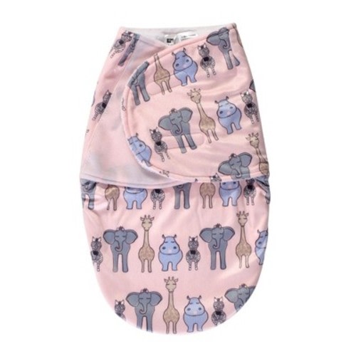 Hudson Baby Infant Girls Plush Swaddle Wrap, Pink Safari, 0-3 Months