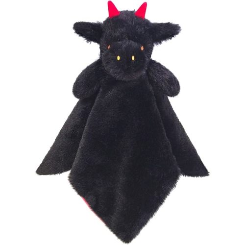 Baby Black Dragon Soft Stuffed Animal Security Blanket, Plush Dinosaur Character Lovey Blanket, Baby Shower/Nursery Gift, Newborn Infant Toddler Snuggle Blankie for Girls Boys, 14 Inches