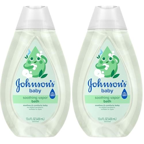 Johnson's Baby Vapor Bath with Soothing Aromas to Relax Babies, Tear-Free & Hypoallergenic Liquid Baby Bath Formula, No Parabens, Sulfates, Dyes, or Phthalates, 13.6 fl. oz (Pack of 2)