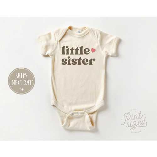 Retro Little Sister Onesie® - Lil Sister Sibling Bodysuit - Little Sister Baby Onesie® Gift