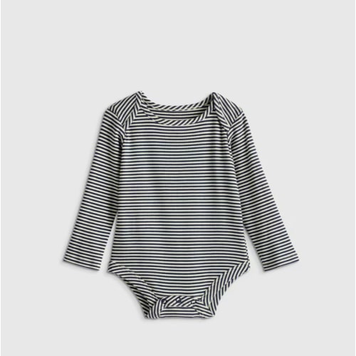 Softest Rib Long Sleeve Bodysuit in Navy Stripe