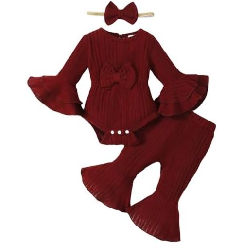 Baby Girl Clothes Infant Outfits Ruffle Romper Flare Pants Set