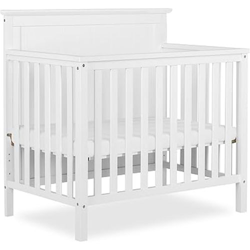 Dream On Me Ava 4-in-1 Mini Baby Crib with Daybed & Twin Bed Conversion in White, GreenGuard Gold & BSA, Non-Toxic Finish, 3-Position Adjustable Height, Includes 1″ Mattress Pad