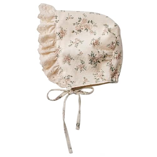 HOOLCHEAN Baby Girls Printed Cotton Bonnet Infant Vintage Flower Lace Sun Protection Hat