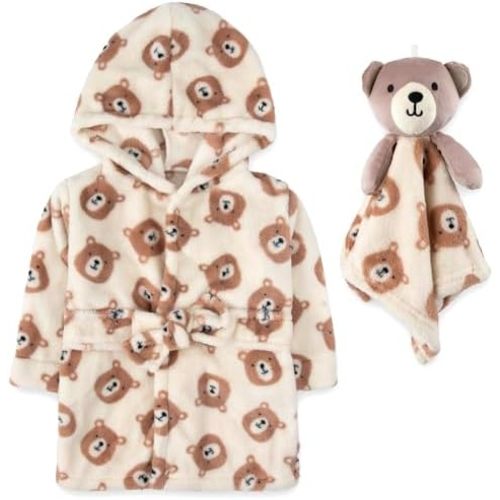 Baby Robe Set for Boys & Girls 0-9 Months - Hooded Robe & Lovey Gift Set