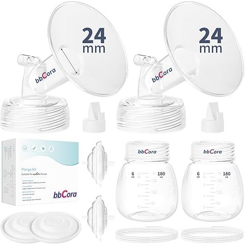 Pump Parts Compatible with Spectra S1/S2/9 Plus, Not Original Accessories, Full Set Replacements Include 24mm Flange, Tubes, Bottles & Backflow Protectors –Travel-Friendly for Breastfeeding Moms