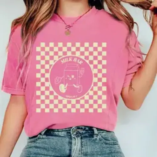 Giftifymama Women's 100% Cotton Checkered Print Casual Fit Maternity Nursing Tee - Regular, Round Neck, Short Sleeve, Modest, Loose, Soft Stretchy, Invisible Zip, Easy Nursing Access, Machine Washable (TikTokShopHolidayHaul) - TikTok Shop