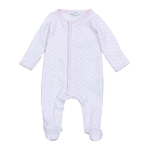 Gingham Dots Footie in Pink