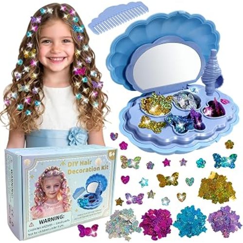 AOSITE Hair Gem Stamper Kit for Girls Ages 3-12, Hair Jewels Birthday Gifts