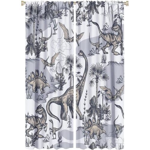 Rustic Dinosaurs Blackout Curtains for Bedroom,Abstract Hand Painting Cartoon Animal Dino Jungle Window Drapes - Thermal Insulated and Noise Reduction,2 Panels 63L x 21W Room Darkening Curtains