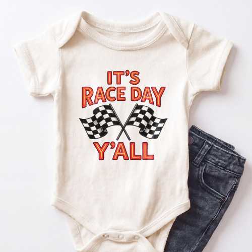 It's Race Day Y'all Baby ONESIE® - Funny NASCAR Checkered Flag Bodysuit