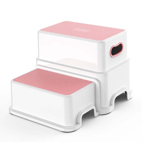 BATTOP Kids Step Stool – Rubber Feet, Non-Slip Surface for Potty Training, Child-Friendly Design, Multi-Use Toddler 2-Tier Step Stool(Pink)