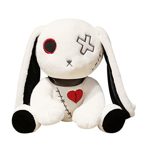 Rabbit Plush Doll, Scary Rabbit Stuffed Animal, Standing Toy - Halloween, Easter, Christmas, Birthday Gift (White)