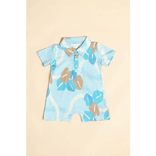 Noah Collared Onesie - Sky Woven Lei – Fighting Eel