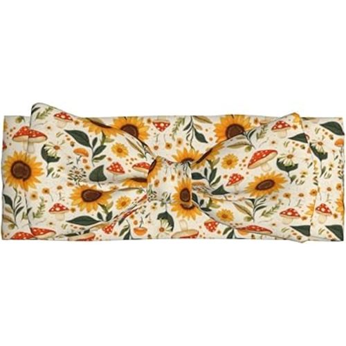 Sunflowers Mushrooms Print Baby Girls Bows Headbands, Hair Bows for Baby Girls Newborn Headband Stuff Toddler Hair Accessories