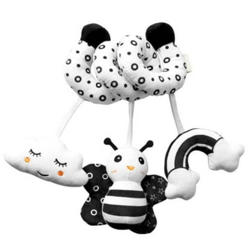 HJQEQVD Baby Hanging Stroller Toy Animal Spiral Plush Circle Activity Car Seat Travel Toys Black and White Squeak Early Educational Toy for Boys Girls