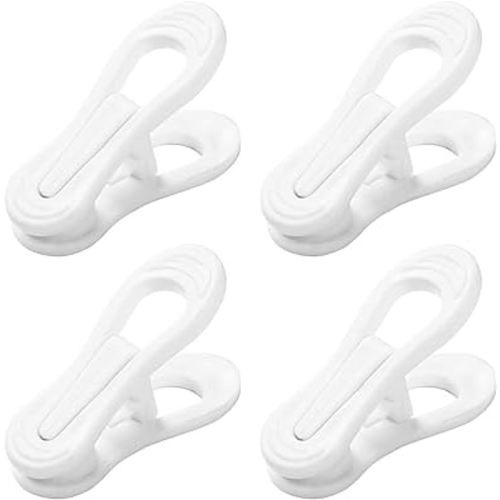 otylzto 20 Pcs Multi-Purpose Plastic Clips for Hangers, White Plastic Clips for Plastic Clothes Hangers,Standard Plastic Hanger