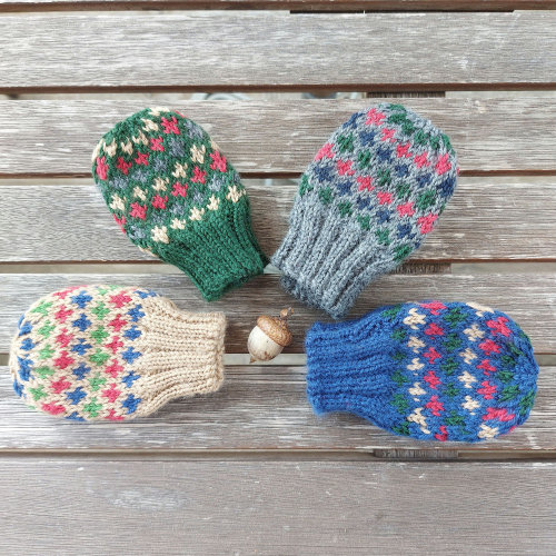Hand Knit Merino Baby Mittens: Fair Isle Thumbless Design (3-6 Months)