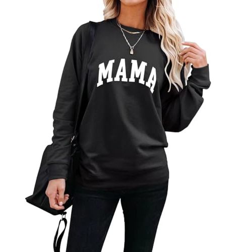 LEEDYA Women Long Sleeve Mama Sweatshirts Round Neck Pullover Loose Lightweight Blouse Tops
