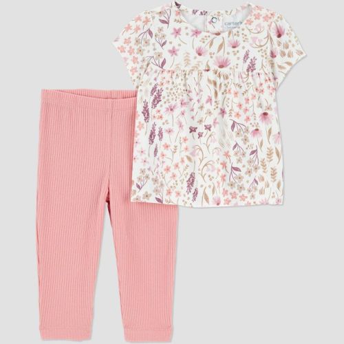 Carter's Just One You® Baby Girls' 2pc Floral Top & Bottom Set - Cream