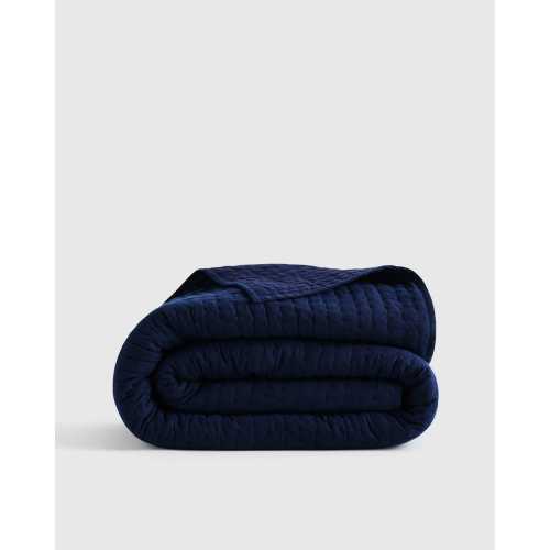 European Linen Cotton Stitch Quilt in Navy