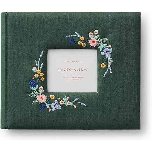 RIFLE PAPER CO. Wildwood Embroidered Heirloom Photo Album | Picture Book For Special Photos, Photograph Organizer for Wedding and Baby Images | Family Memory Keepsake Gift