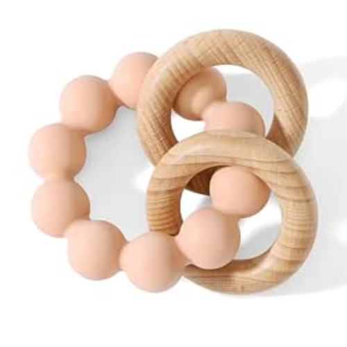Baby Teething Toys for 0-6 6-12 Months, BPA-Free, Blush