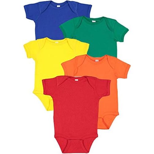 RABBIT SKINS Baby Bodysuit Girl & Boy | Newborn 0-3 Months to 24 Months 5-Pack Bulk Set, Snap Easy Closure