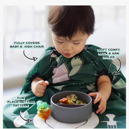 grabease Allover Waterproof Bib for Self-Feeding Infants and Toddlers, Machine Washable, Ages 6-24 Months