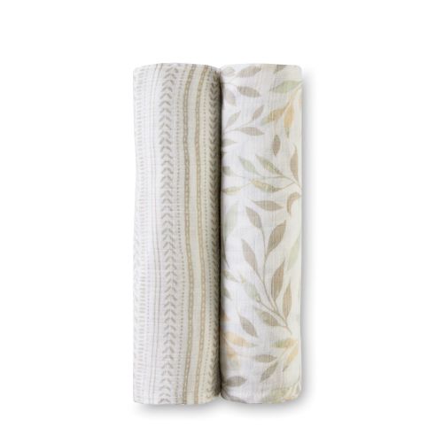 Willow Leaf 100% Cotton Muslin Swaddle Blanket (Set of 2)
