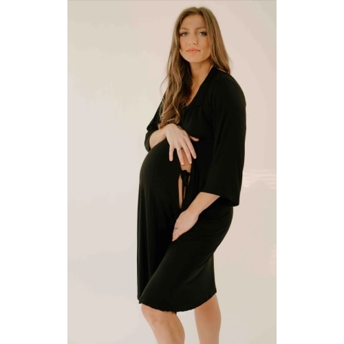 Lila Labor & Postpartum Gown in Black