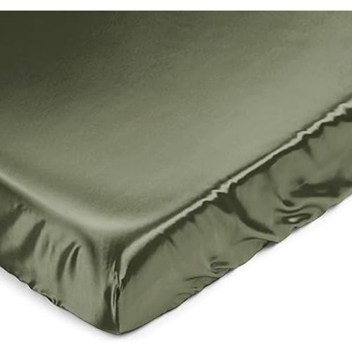 Sweet Jojo Designs Dark Green Boy Girl Gender Neutral Baby Satin Fitted Crib Sheet Infant Newborn Nursery Toddler Bed Room Standard Mattress Solid Hunter Forest Olive for Woodland Camo Deer Collection