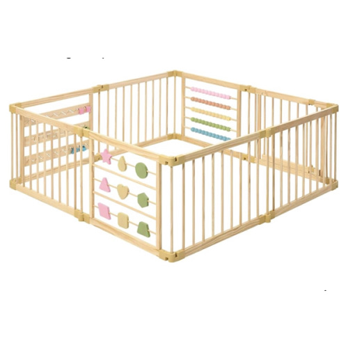 Wooden Playpen Extra Large for Toddlers and Babies - Foldable, Expandable, Adjustable - 8-10 Panels - Natural Wood - Unisex - Playpen
