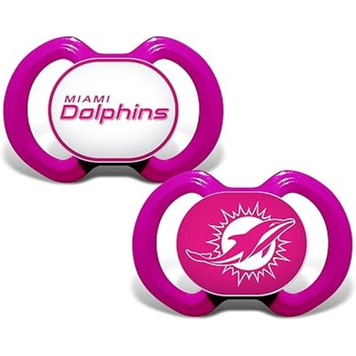 BabyFanatic Girls Pink Pacifier 2-Pack - NFL Miami Dolphins - Officially Licensed League Gear