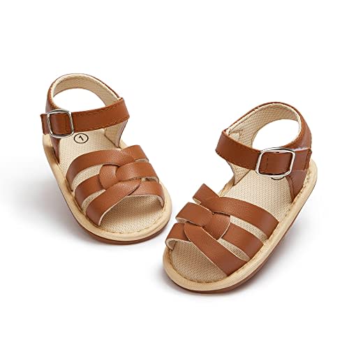 Meckior Baby Toddler Infant Girls PU Leather Soft Open Toe Summer Sandals Flower Princess Flat Shoes