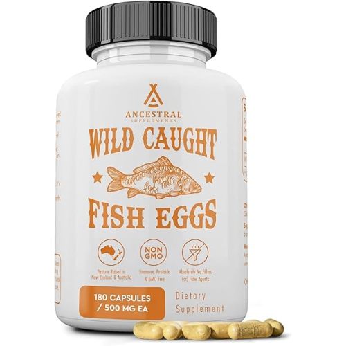 Ancestral Supplements Wild Caught Fish Eggs, Omega-3 Supplement, 180 Ct