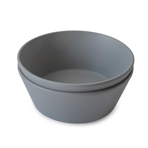mushie Round Dinnerware Bowls for Kids | Made in Denmark, Set of 2 (Smoke)