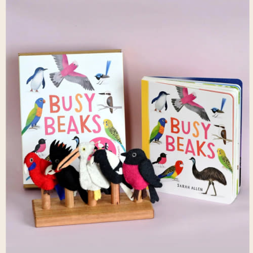 Busy Beaks Finger Puppets and Book Set by Sarah Allen