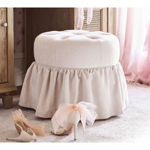 LoveShackFancy Upholstered Tufted Ruffle Stool