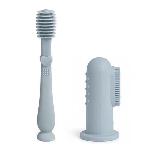 Moonkie Baby Finger Toothbrush Tongue Oral Cleaner Kit for 3 Months +, 2 Pcs (Cloud)