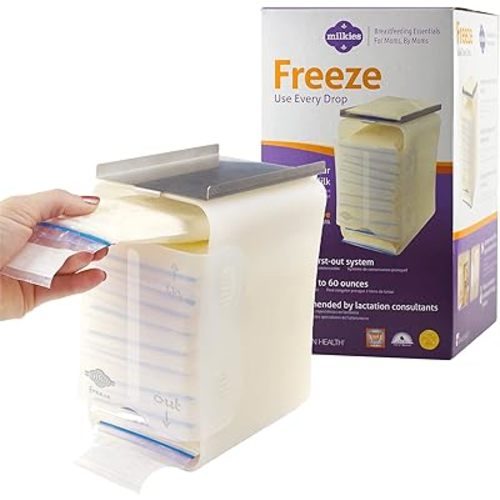 Fairhaven Health Milkies Freeze Organizer for Breast Milk Storage Bags Freezer | Breastmilk Storage Container Storing System for Freezing Breastmilk | Use with Standard Milk Bags