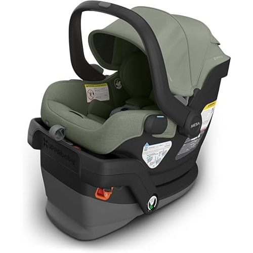 UPPAbaby Mesa V3 Infant Car Seat - Easy Installation + SmartSecure Technology - Attaches to Stroller | Base + Infant Insert Included - Evelyn (Meadow Green)