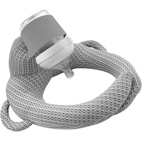 Bottle Holder Pillow, Cozy Head Support Pillow for Bottle Feeding & Breastfeeding, Ergonomic Feeding Aid for Mom, Stress-Free on Arm & Wrist (Grey)